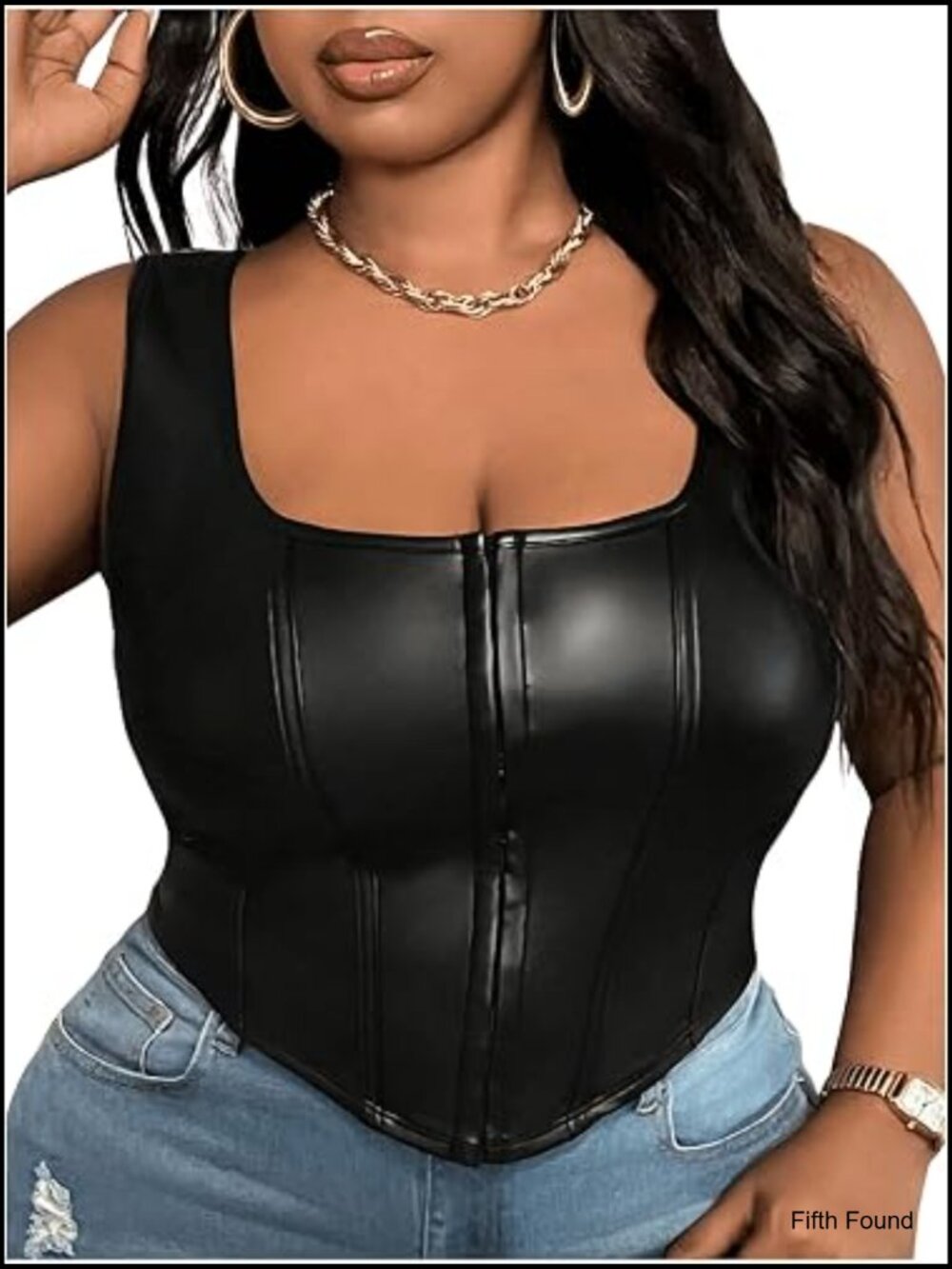 Plus Size Leather Corset Tank Top Asymmetrical Hem Sleeveless